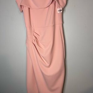 Elegant One-Shoulder Pink Dress